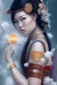 Placeholder: a wonderfull woman hitomi tanaka, full body, geisha fantasy, big curves, voluminous long black hair, ultradetailed fine art photo of a indian, weet face portrait, snow flakes parti