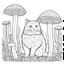 Placeholder: coloring page, cat mushrooms, full view, realistic, coloring page, only draw lines, coloring book, clean line art, –no sketch, color, –ar 3:4, white background, minimalistic black lines, minimal black color, low level black colors, coloring page, avoid thick black colors, thin black line art, avoid colors, perfect shape, perfect clear lines,