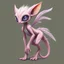 Placeholder: extraterrestrial being, female, humanoid body, pastel pink fur, large lavender eyes, long feathery tail, alien, intricately designed, highly detailed, Greg Rutkowski