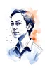 Placeholder: 3cpo "Maryam Mirzakhani, Iranian female mathematician" , concept art, water color, water color effect, splash,use orang & black & white, logo design,white background,