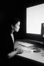 Placeholder: solana king liquidation flush shadow face in a dark room looking at computer oracle of delphi seeing the future in the style of surrealism black and white
