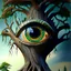 Placeholder: A huge eyeball growing in a giant tree, surrealism, weird plants, whimsical Modifiers: trending on Artstation highly detailed elegant fantasy photorealistic high detail hyperrealistic 4K 3D colourful Jacek Yerka Gothic SALVADOR DALI dreamlike Surrealism H.R. Giger Hieronymus Bosch heavy metal whimsical Moebius