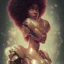 Placeholder: black super hero girl, green eyes, afro | very very anime!!!, fine - face, red afro, realistic shaded perfect face, fine details. anime. realistic shaded lighting poster by ilya kuvshinov katsuhiro otomo ghost - in - the - shell, magali villeneuve, artgerm, jeremy lipkin and michael garmash and rob rey