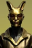 Placeholder: Medium Close Up Portrait, Front image. cyberpunk, rabbit mask, sweet woman, gold hair. Leather suit army. Yellow, red, white, color. Gucci style. Color background, photo studio. Avatar image, highly detailed, concept art, smooth, unreal engine 5, ray tracing, RTX, lumen lighting, ultra detail, volumetric lighting, 3d, finely drawn, high definition, high resolution.