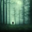 Placeholder: murderer walking through woods towards you stalking, stalker, eerie lighting, bog, mist, moonlight, terror, suspense,