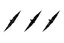 Placeholder: 3 parallel diagonal claw slash marks in black on white, ragged, vector