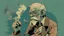 Placeholder: Old man smoking comic style