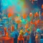 Placeholder: group of scientists is in the laboratory. invent new colors. smoke rises from multi-colored glassware. they are wearing overalls. color swatches in the background. hyperdetailed, orange and teal, warm colors, detailed painting, digital illustration, oil on canvas, light dust, futuristic.