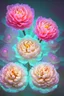 Placeholder: glowing peonies with bioluminescence. petals are transparent, translucent, opalescent highly detailed digital painting elegant 4k very attractive award winning fantastic view 4K 3D crisp quality Unreal Engine