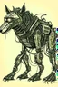 Placeholder: Wolf biotic robot drawn in the style of E