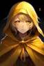 Placeholder: Anime girl with yellow eyes and cloak