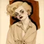 Placeholder: A girl who looks like jean harlow and marilyn monroe, in the style of egon Schiele