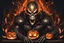 Placeholder: venom machine with fire pumpkin head in nier automata artstyle, halloween them, close picture, fantasy world, intricate details, highly detailed, high details, detailed portrait, masterpiece,ultra detailed, ultra quality