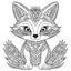 Placeholder: mandala baby fox, happy, cute animals, full view, realistic, coloring page, only draw lines, coloring book, clean line art, –no sketch, color, –ar 3:4, white background, minimalistic black lines, minimal black color, low level black colors, coloring page, avoid thick black colors, thin black line art, avoid colors, perfect shape, perfect clear lines,