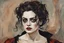 Placeholder: Painting of Helena Bonham Carter as a Goth vampire girl, in the Expressionist style of Egon Schiele, Oskar Kokoschka, and Franz Marc, in muted natural colors