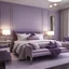 Placeholder: hotel bedroom master, modern classic style, lavender colors, 3d