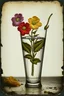 Placeholder: Verre d'eau avec des fleurs brodees, , tintype