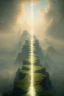 Placeholder: stairway to heaven made of light, sky full of clouds, art by greg rutkowski and peter mohrbacher, featured in artstation, octane render, cinematic, elegant, intricate, ultra detailed, rule of thirds, professional lighting, unreal