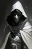 Placeholder: dungeons and dragons man wearing black robes and hood wearing a white mask