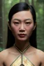 Placeholder: Thailand girl head portrait, warrior costume, village, meditation, woods, cyberpunk, 8k quality