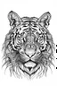 Placeholder: realistic tiger head tattoo idea, line art, background, vector, svg, black outline on white background, leave plenty of white space beetween lines for coloring, tattoo style, tattoo idea,full body, minimalist