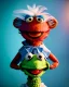 Placeholder: hybrid character, waitress sexy woman with monster muppet mask that covers her entire head, retro style, Sesame Street style, smooth, unreal engine 5, god lights, ray tracing, RTX, lumen lighting, ultra detail, volumetric lighting, 3d.