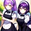 Placeholder: Clear focus, 8k, high quality, detailed, beautiful lighting, vibrant colors, purple hair, vibrant golden eyes, maid, smiling