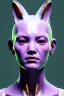 Placeholder: Medium Close Up Portrait, Front image. cyberpunk, rabbit mask, asian woman, short hair. Latex suit. white, pink, color. Cyber woman style. Color background, photo studio. Avatar image, highly detailed, concept art, smooth, unreal engine 5, ray tracing, RTX, lumen lighting, ultra detail, volumetric lighting, 3d, finely drawn, high definition, high resolution.