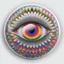 Placeholder: circular sticker on white background, psychedelic multicolor eyes, Optical Illusion, gradients multicolor, intricated Pattern, HD, 3D , Unreal engine, solids, highly detailed, vibrant color, octane render, centered