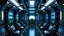 Placeholder: engine room of space ship, realistic, blue and black colors