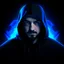 Placeholder: Epic blue profile picture for my youtube channel in a black void with hoodie