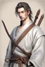 Placeholder: male swordsman, closed eye, medieval, 3d