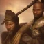 Placeholder: dungeons and dragons, monk, black, african, portrait, face, close up, cloak, brown fabric, sunset