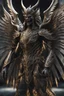 Placeholder: Monster Demon Wings Full body front glistening oiled shiny, intricate, Exquisite details and textures, highly detailed,photography, sharp focus, tribal background,photography 8k