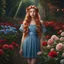 Placeholder: (best quality, 4k, 8k, highres, masterpiece:1.2), ultra-detailed, (realistic, photorealistic, photo-realistic:1.37),hyper realistic, 1girl,long hair,looking at viewer,realistic proportions,blue eyes,hair ornament,dress,very long hair,flower,red hair,parted lips,necklace,white dress,orange hair,lips,blurry background,freckles,realistic,head wreath,orange flower,realistic portrait