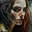 Placeholder: woman. Heavy impasto acrylic painting.