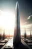 Placeholder: big obelisk pylon in center of futuristic city drawing power from the sun