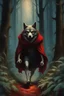 Placeholder: The big bad wolf from Little red riding hood walking in a dense forest, by Fleury François Richard, art by boris vallejo, fantasy, highly detailed digital illustration, storybook art illustration, folk art, macabre fine art, rich color palette, realistic, natural, hyperrealistic, symbolism