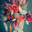 Placeholder: delicate arrangement of lace pearls and feathers, chiaroscuro, vivid colors, festive colors, dramatic lighting, beautiful composition, aesthetic layout