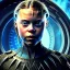 Placeholder:  Greta Thunberg will smith in black panther suit, intense stare, dark forest, dynamic lighting, 8k, ultra detailed