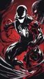 Placeholder: A close picture to Mix between daredevil and venom symbiote in red and black color in solo leveling shadow art style