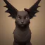 Placeholder: cat gargoyle with goat horns and wings on its back Nick Harris style