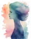 Placeholder: woman silhouette and hair watercolor draw pastel colors