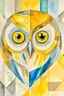 Placeholder: abstract watercolour of an owl by barbara hepworth and paul klee in gold and grey