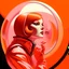 Placeholder: Retro futuristic, pink and orange, greta garbo in a bubble