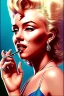 Placeholder: Marilyn Monroe, smokes a cigarette, cyberpunk2077, photorealistic illustration, 4k