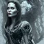 Placeholder: angelina jolie, long black hair, perception of mortality, loose morals, angry at society, disappointed by life, Unreal Engine 5, highly detailed, highest quality, digital painting, complex 3d render, unreal engine render, insane detail, intricate photograph quality, magnificent, majestic, highly intricate, Realistic photography, grand hall, wicked throne, holding scepter, crown of barbwire, dark color palette, metallic, highly detailed, highest quality, digital painting