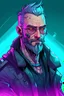 Placeholder: man, 40 years old, in anime style with cyberpunk vibes