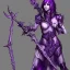 Placeholder: one female necromancer purple armor purple hair holding a staff