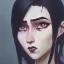 Placeholder: standing goth witch young black hair mascara tears beautiful magic